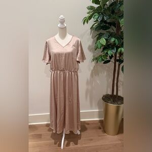SHEIN Champagne V-Neck Maxi Dress